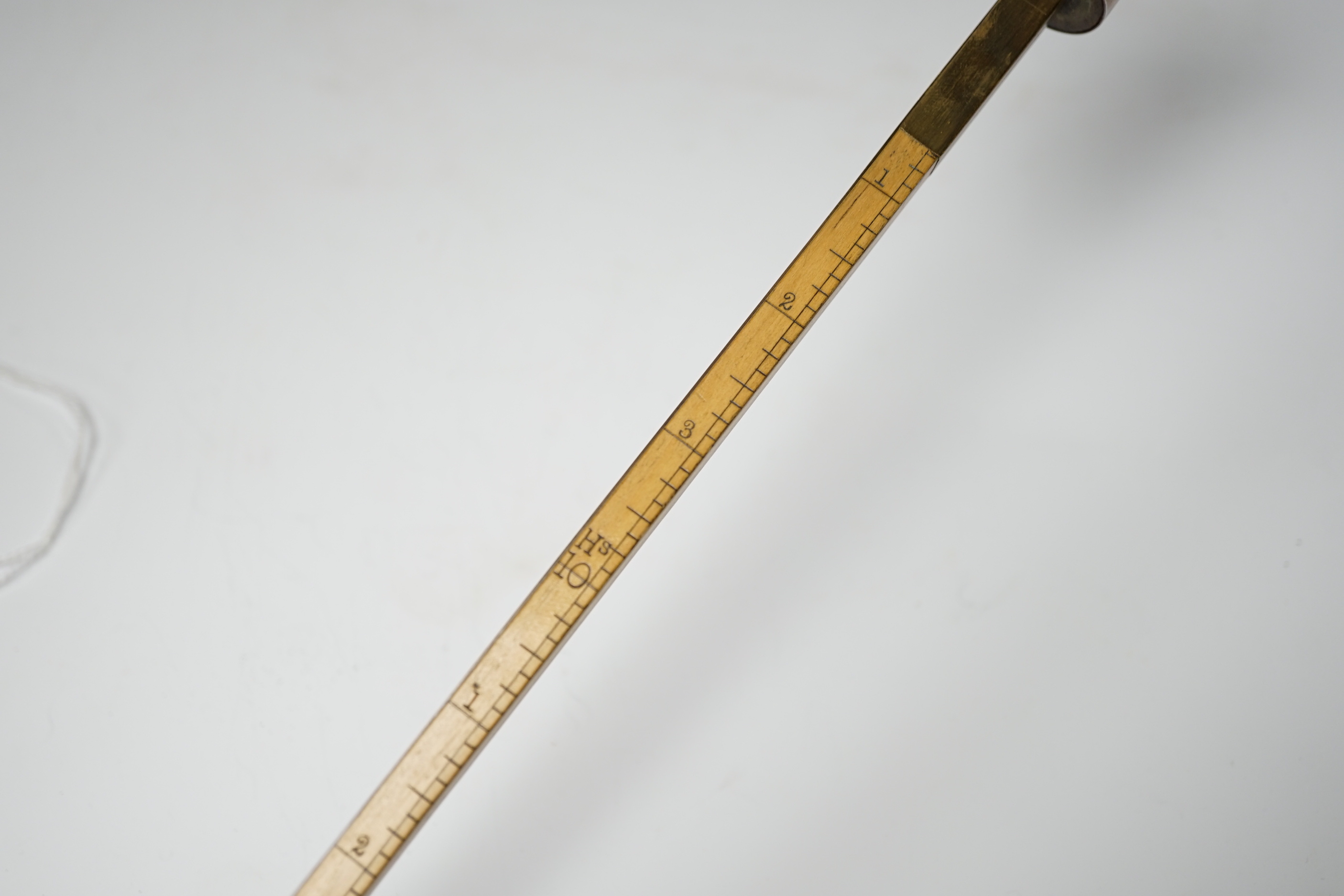 A 19th century cane horse measuring stick with inscription ‘R Fisher Xth R Hussars’, 97cm length